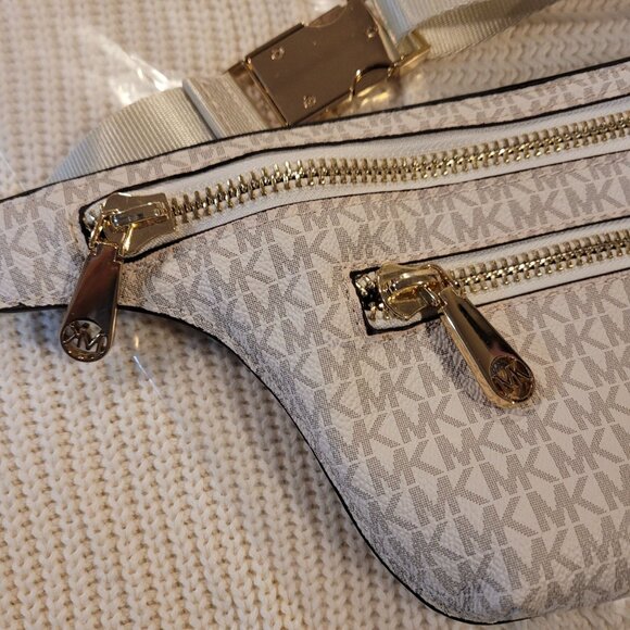 Michael Kors Metallic Logo Belt Bag With Gold-Tone Hardware & Adjustable Strap - Picture 1 of 11
